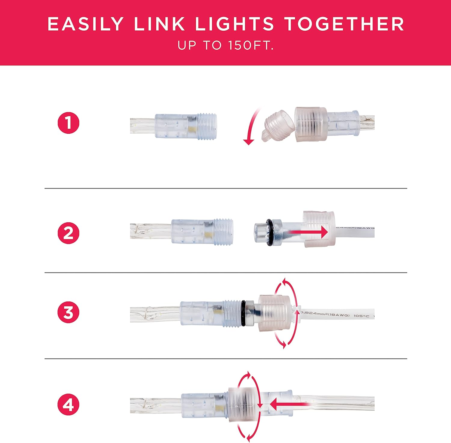 UltraPro LED Rope Lights - 50ft Classic Clear Warm White 3000K | Flexible & Durable Indoor/Outdoor Lighting