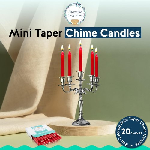 Alternative Imagination Red Chime Candles - 20 Pack of Dripless 4-Inch Unscented Taper Candles for Rituals & Decor
