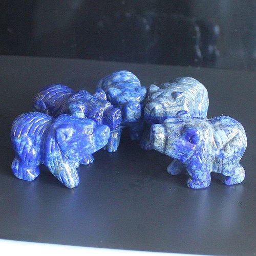 Hand-Carved Lapis Gemstone Bear Figurine | Unique Crystal Animal Sculpture