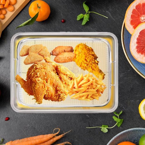 Voittozege 2 Set Air Fryer Basket for Oven, 15.5x11.5 Inch Stainless Steel Non-stick Mesh Basket Set, Air Fryer Accessories Oven Rack and Crisper Tray, Roasting Broiler Pan for Fries, Bacon, Chicken
