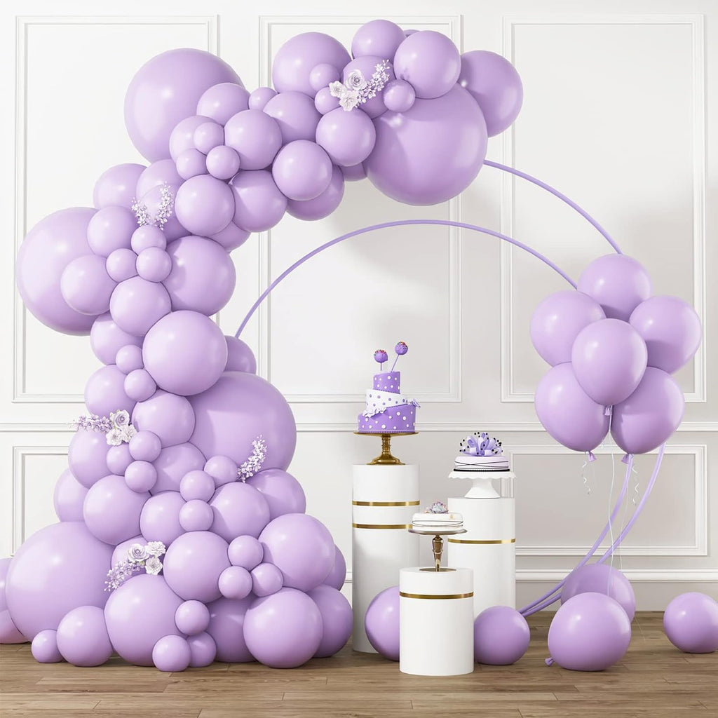 RUBFAC Lavender Purple Balloons - 105pcs in 5/10/12/18 Inches | Light Pastel Latex for Party Decor