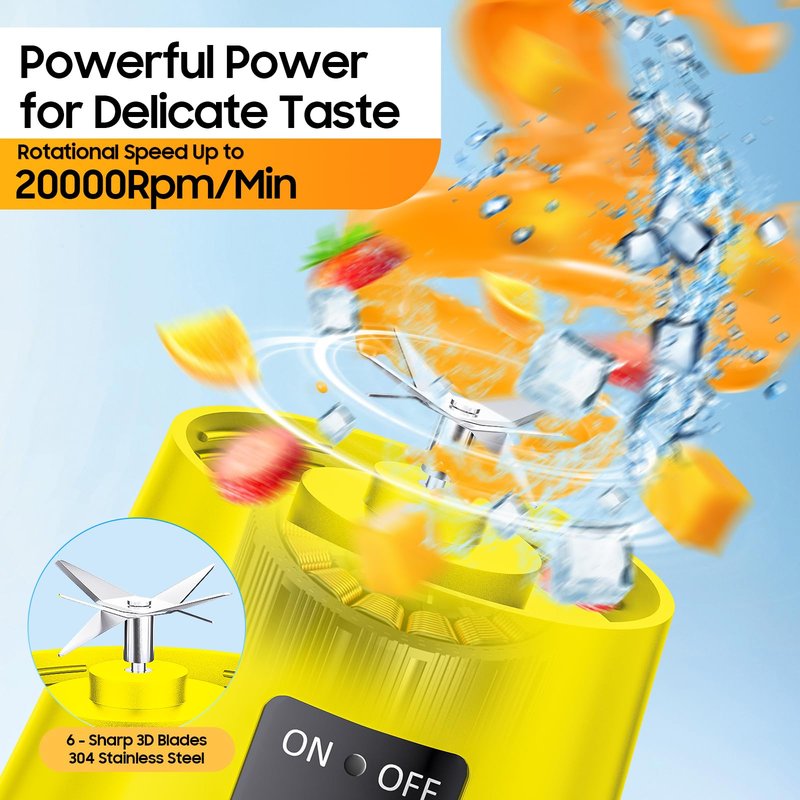 Newly Upgraded Portable Smoothie Blender - 2026 Cordless Blender Rechargeable with 13Oz BAP Free Juice Cup, 20,000Rpm Speed, Freshly Squeezed in Travel