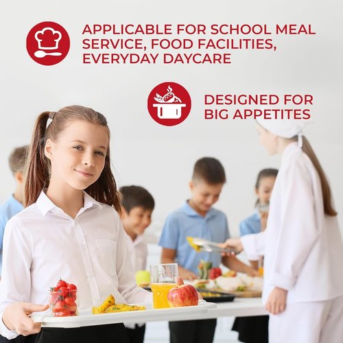 5 Compartment Plates Disposable Heavy Duty (100 Pack) Trays 12.5" x 8.6" - Sugarcane School Trays - Disposable Plates with Compartments Sectioned - Environmentally-Friendly Paper Dividers