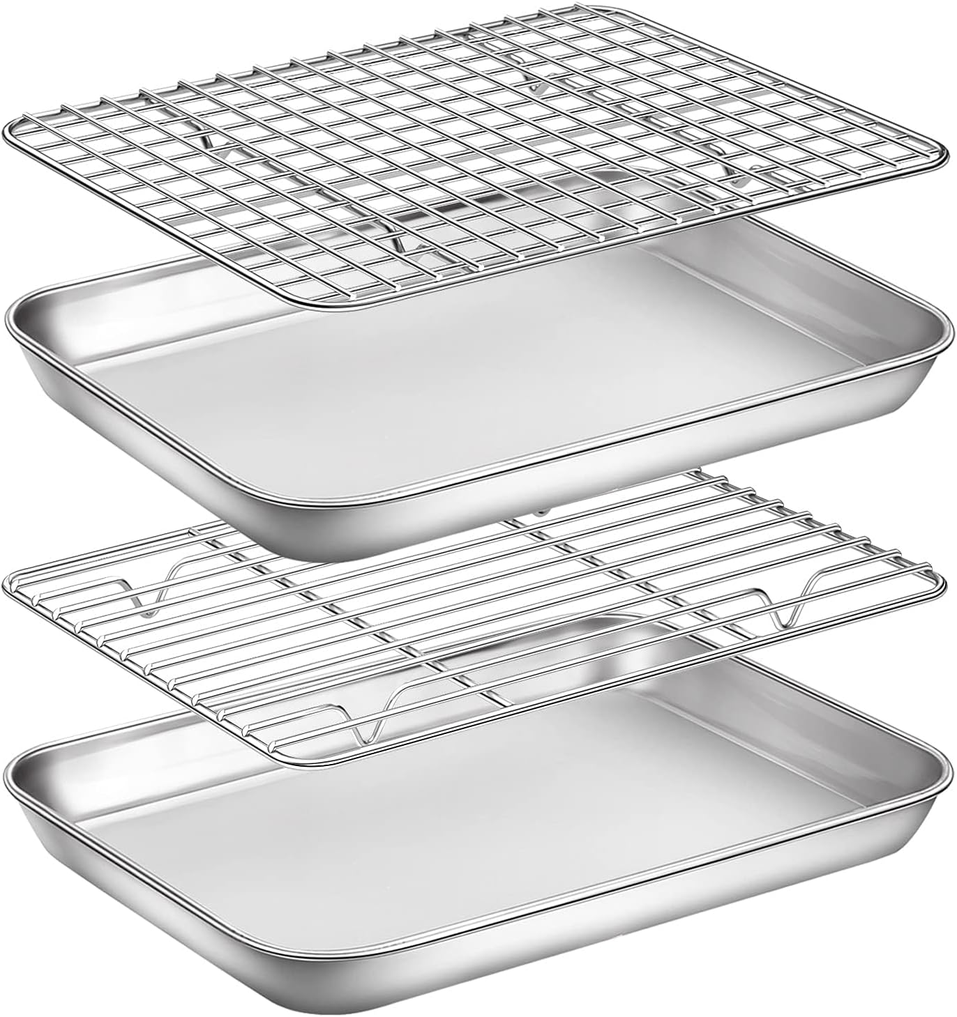 Yododo Baking Sheet Set - 4-Piece Stainless Steel Cookie Tray with Cooling Racks | Non-Toxic, Easy Clean, 9-Inch