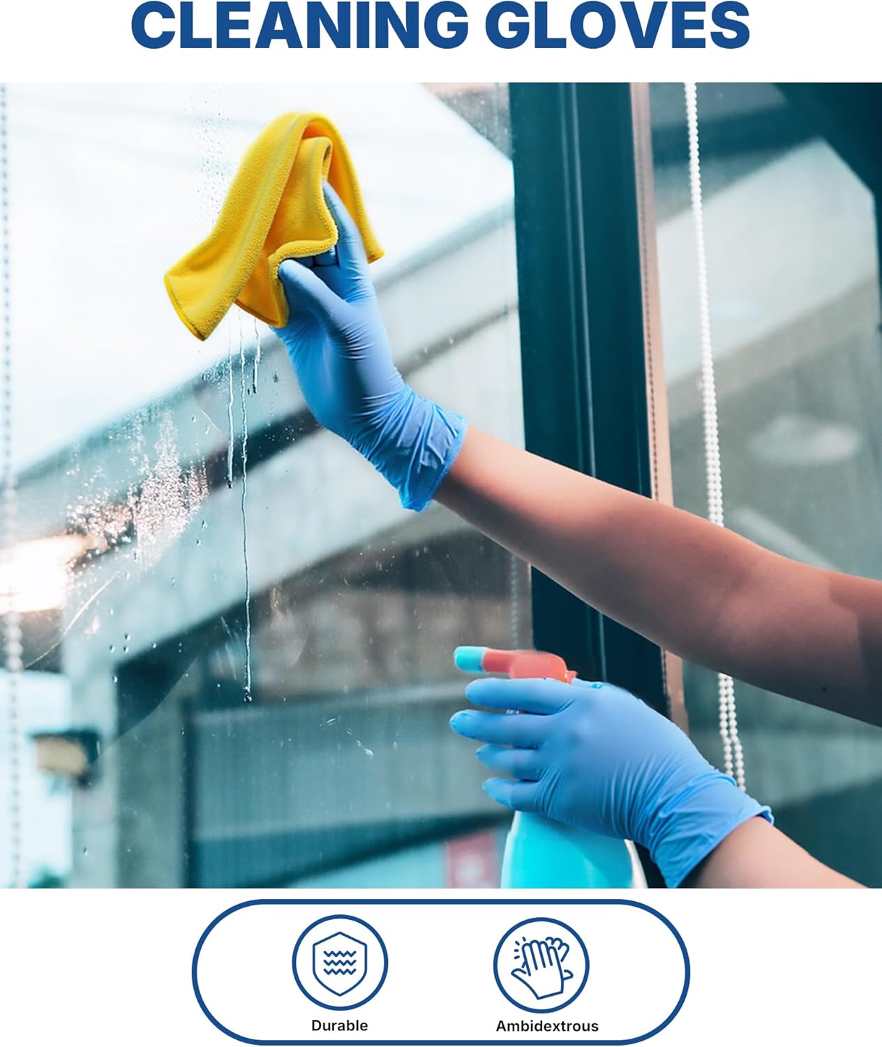 Schneider Vinyl Exam Gloves - Blue Disposable, Latex-Free & Powder-Free for Medical & Cleaning Use