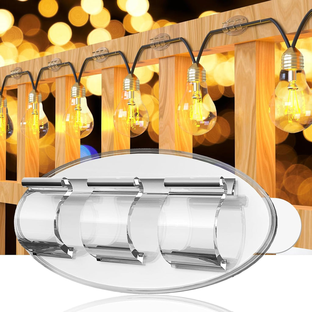 Skiennix Outdoor String Light Hooks - 30 Heavy-Duty Clips with Waterproof Adhesive Strips | Perfect for Christmas Lighting