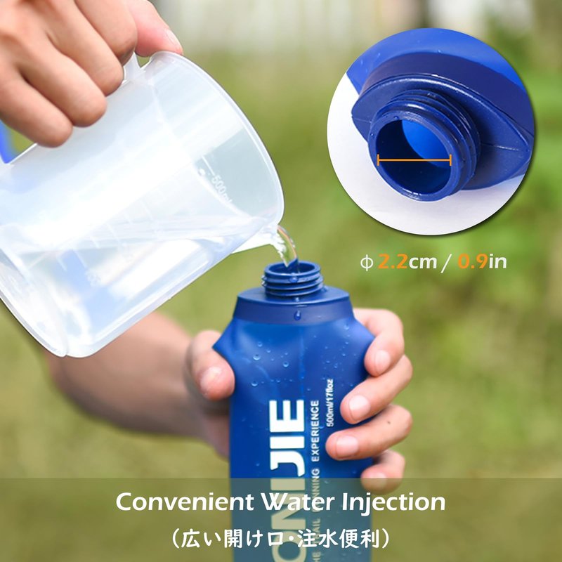 TRIWONDER Collapsible Water Bottles TPU Soft Flask Running Bottles BPA-Free Sports Flasks for Hiking Climbing Camping (250ml/8.45oz with Straws - Pack of 2)