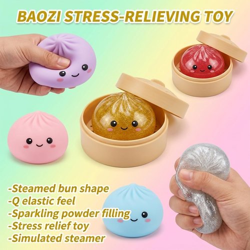 Dumpling Squishy | Glitter Dumplings Stress Balls - Colorful Fidget Sensory Toy for Easter Basket Stuffers