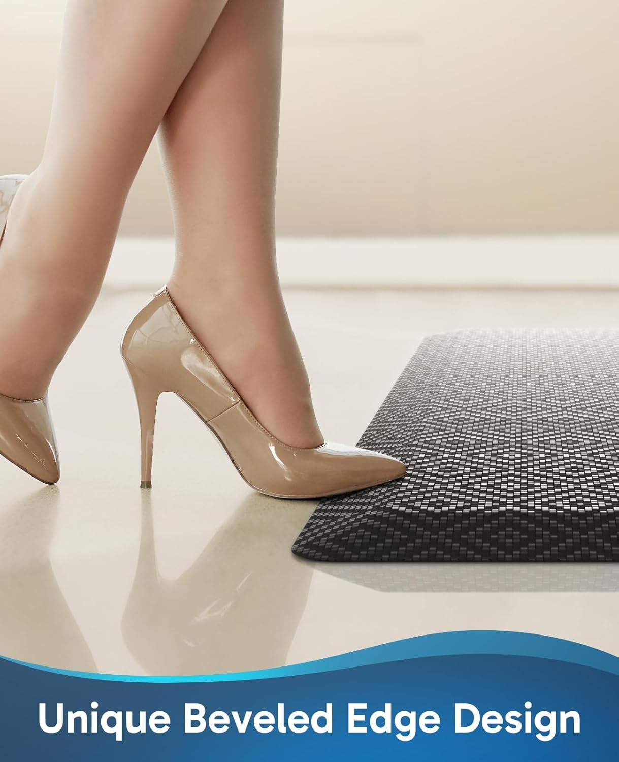 Ophanie Anti-Fatigue Kitchen Mats - 3/4 Inch Thick, Waterproof Comfort Mat | 20x32 Black Non-Slip Design