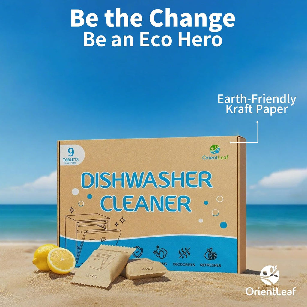 ORIENTLEAF Dishwasher Cleaning Tablets - Lemon Scent | 9-Month Supply & Deodorizer