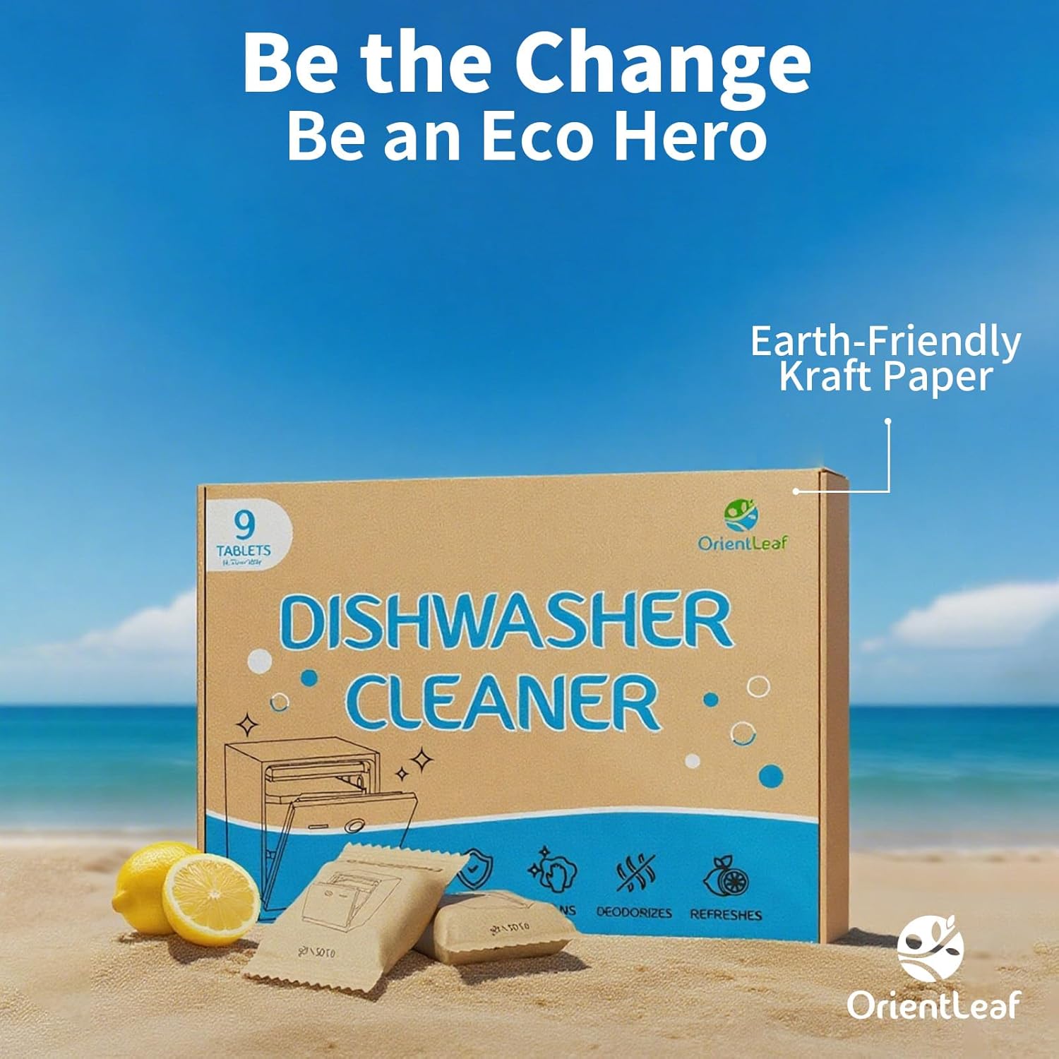 ORIENTLEAF Dishwasher Cleaning Tablets - Lemon Scent | 9-Month Supply & Deodorizer