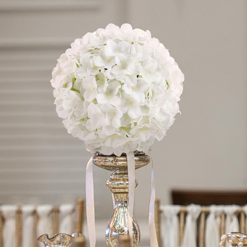 Auihiay 12pcs Flower Balls for Centerpieces, White Hydrangea Wedding Flower Balls for Centerpieces, Faux Hydrangeas Floral Arrangements Bouquet for Table, Home, Wedding Decoration
