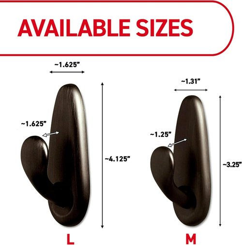 Command 5 lb Large Coat Hooks - Oil Rubbed Bronze Metal Design | Damage-Free Adhesive Strips for Home Decor