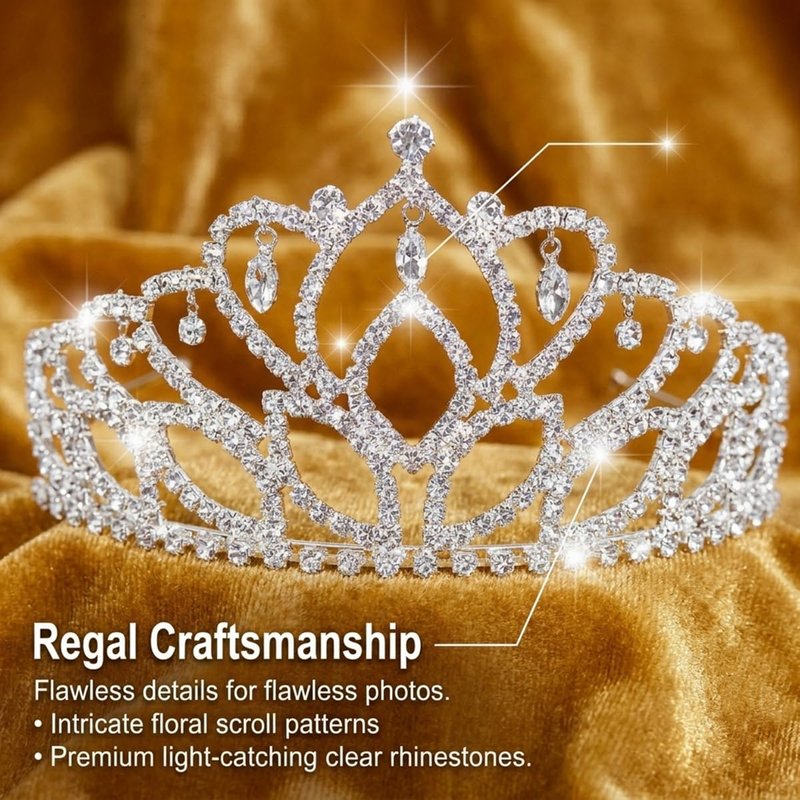 Anderson’s Royal Grandeur Coronation Set, Gold Crushed Satin King Crown and Sparkling Rhinestone Mirabella Tiara for Prom, Homecoming, Winter Formals, Special Events and Dance Coronations