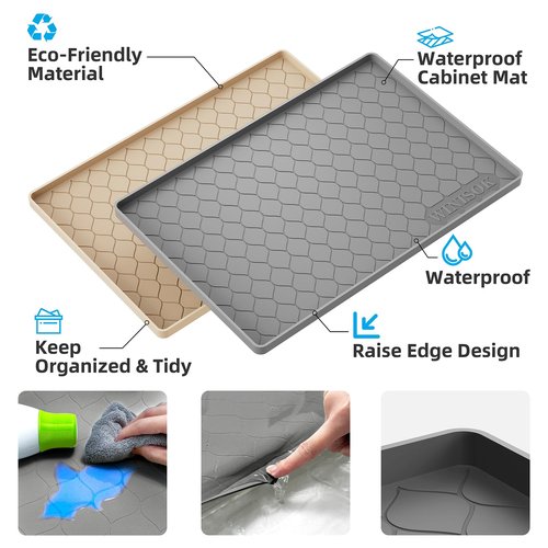Winisok Silicone Under Sink Mat 22" x 19", kitchen Essentials and Gadgets, Shelf liner and Cabinet Protector, Home Organizers and Storage, Waterproof Bathroom Tray