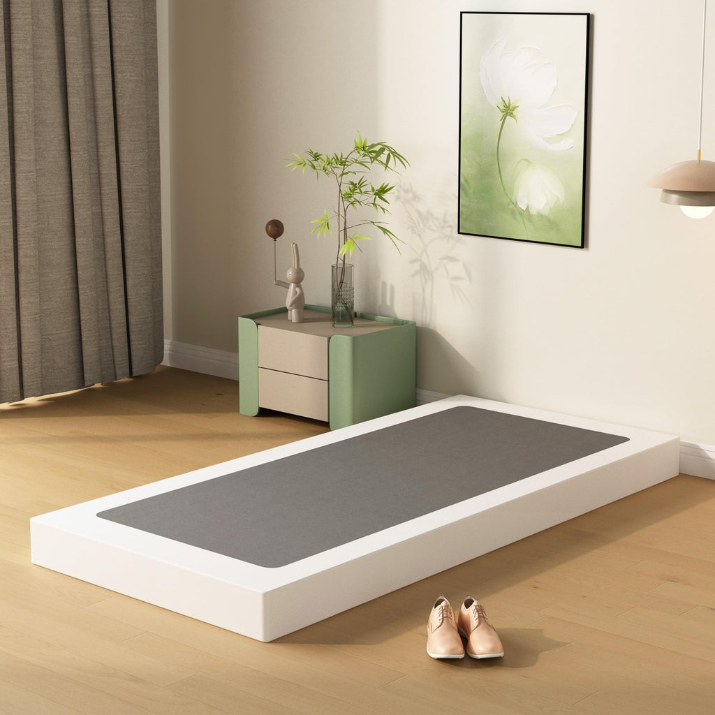 DiaOutro 4 Inch Low Profile Twin Box Spring with Fabric Cover, Heavy Duty Boxsping for Twin Bed, No Noise Mattress Foundation, Strong Metal Frame, Easy Assembly, Black