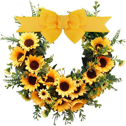 Meseey Yellow Wired Ribbon - 2 Pcs Handmade Burlap Bows for Wreaths & Gift Wrapping