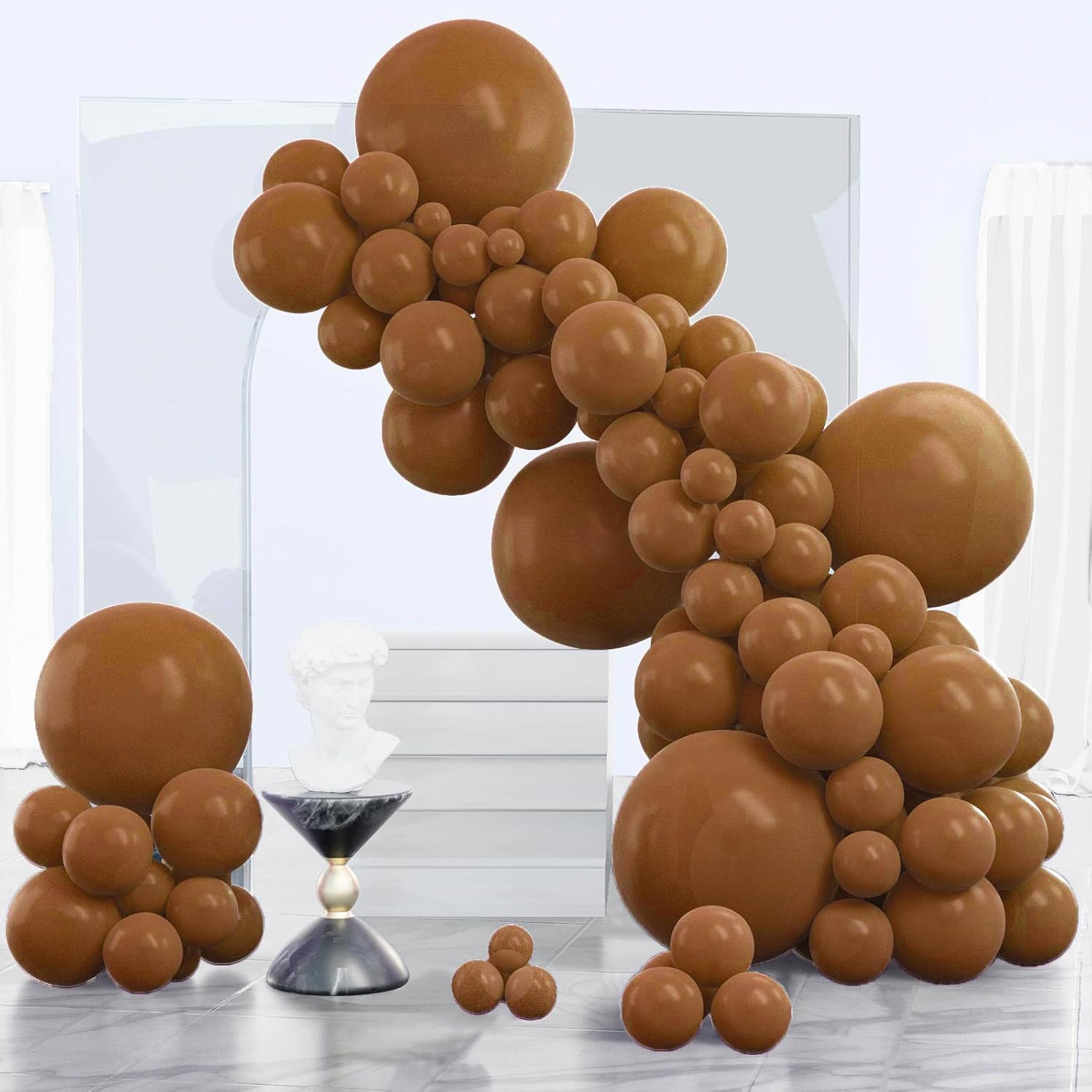 PartyWoo Brown Balloons - 140-Piece Arch Kit for Baby Shower & Birthday Decor | Various Sizes 5-18 Inches