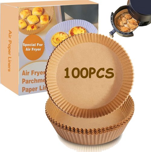Air Fryer Disposable Paper Liners - Non-Stick Round Parchment for Baking & Roasting | 100PCS 6.3 Inch