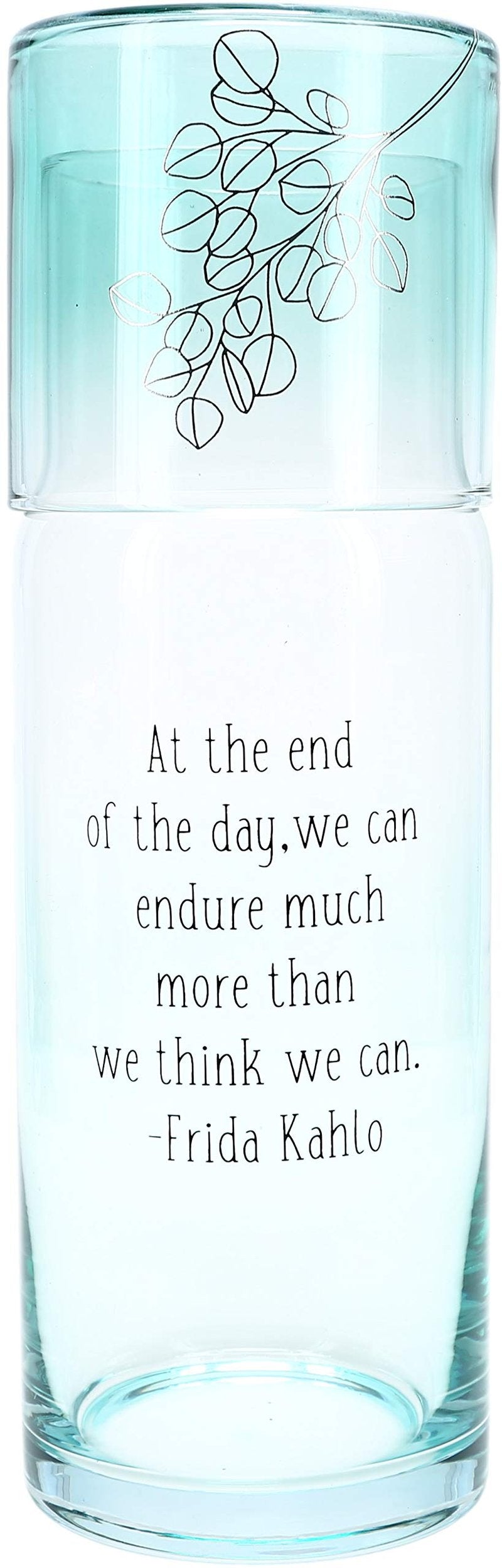 Pavilion Gift Company At The End of The Day, Endure Much More Than We Think We Can-Frida Kahlo Tumbler and Carafe Set, 32 oz, Blue, 27140
