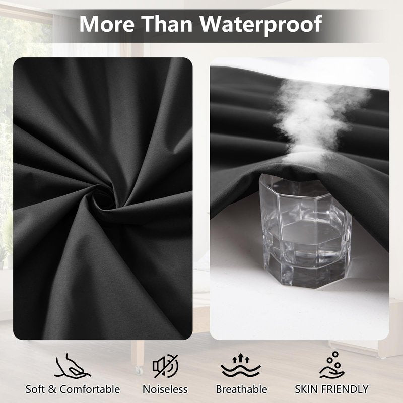 Inooro Queen Size Waterproof Mattress Protector - Breathable Bed Cover with 18" Deep Pocket, Noiseless Fitted Sheet, Machine Washable Gray Bedding for Home Bedroom Hotel (60x80 Inches)