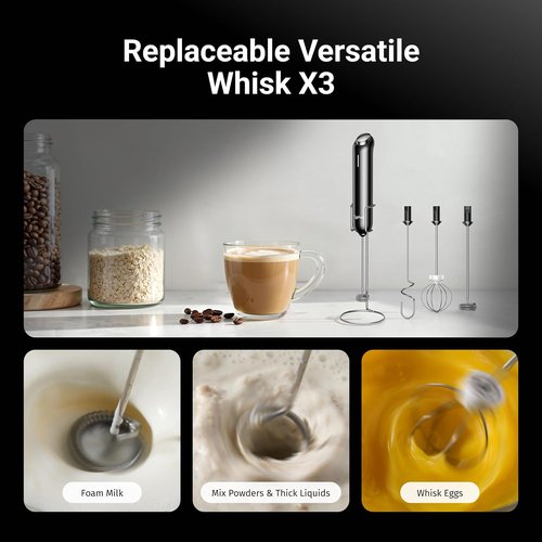 InstaWhisk Milk Frother - Rechargeable Electric Drink Mixer with Variable Speed & Double Whisk