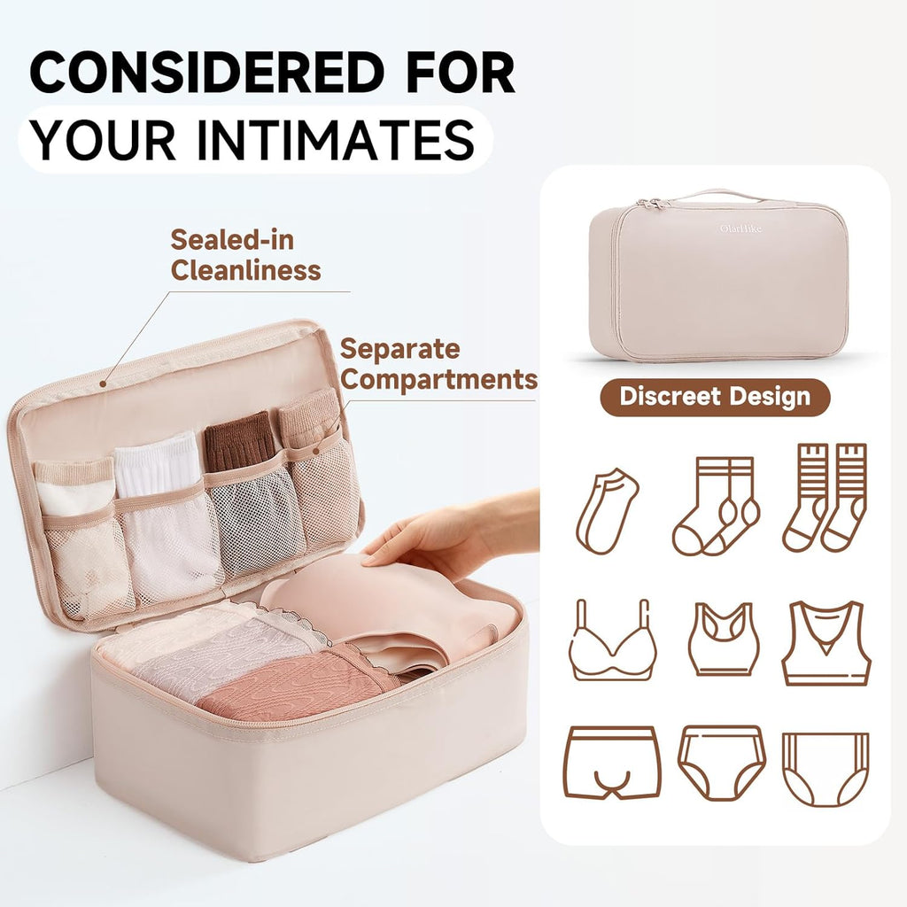 Skiennix 11-Piece Packing Cubes Set - TSA Approved Travel Organizers for Makeup & Toiletries | Beige