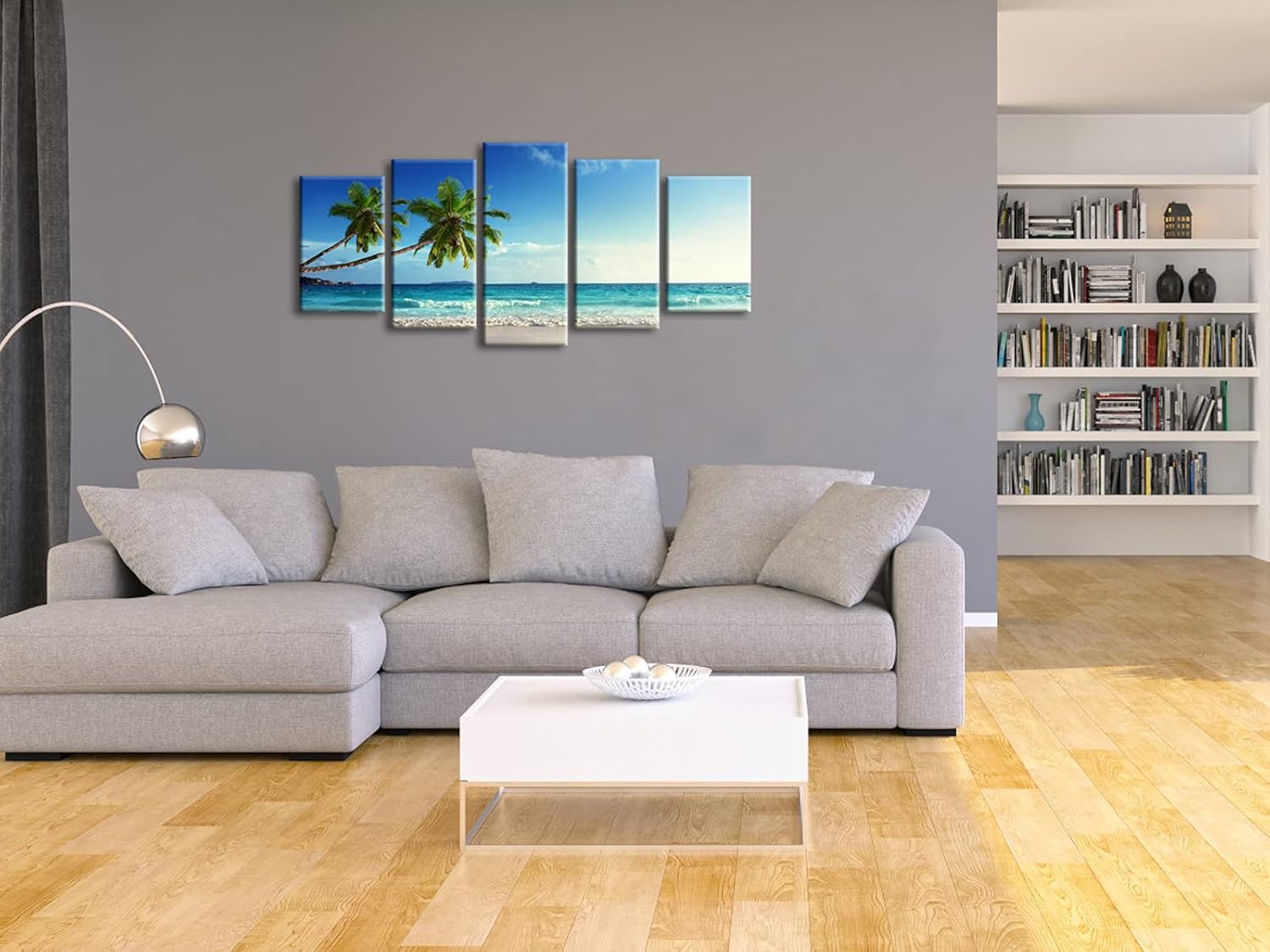 Wieco Art 5 Panels Ocean Canvas Wall Art - Stunning Blue Sea Seascape Decor for Living Room & Hotel