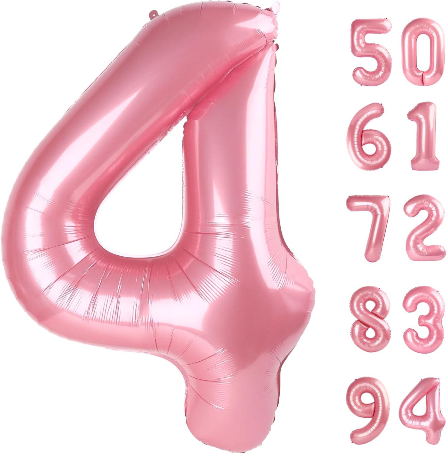 Pearlescent Pink Number 4 Balloon - 40 Inch Large Balloon for 4th Birthday Decorations