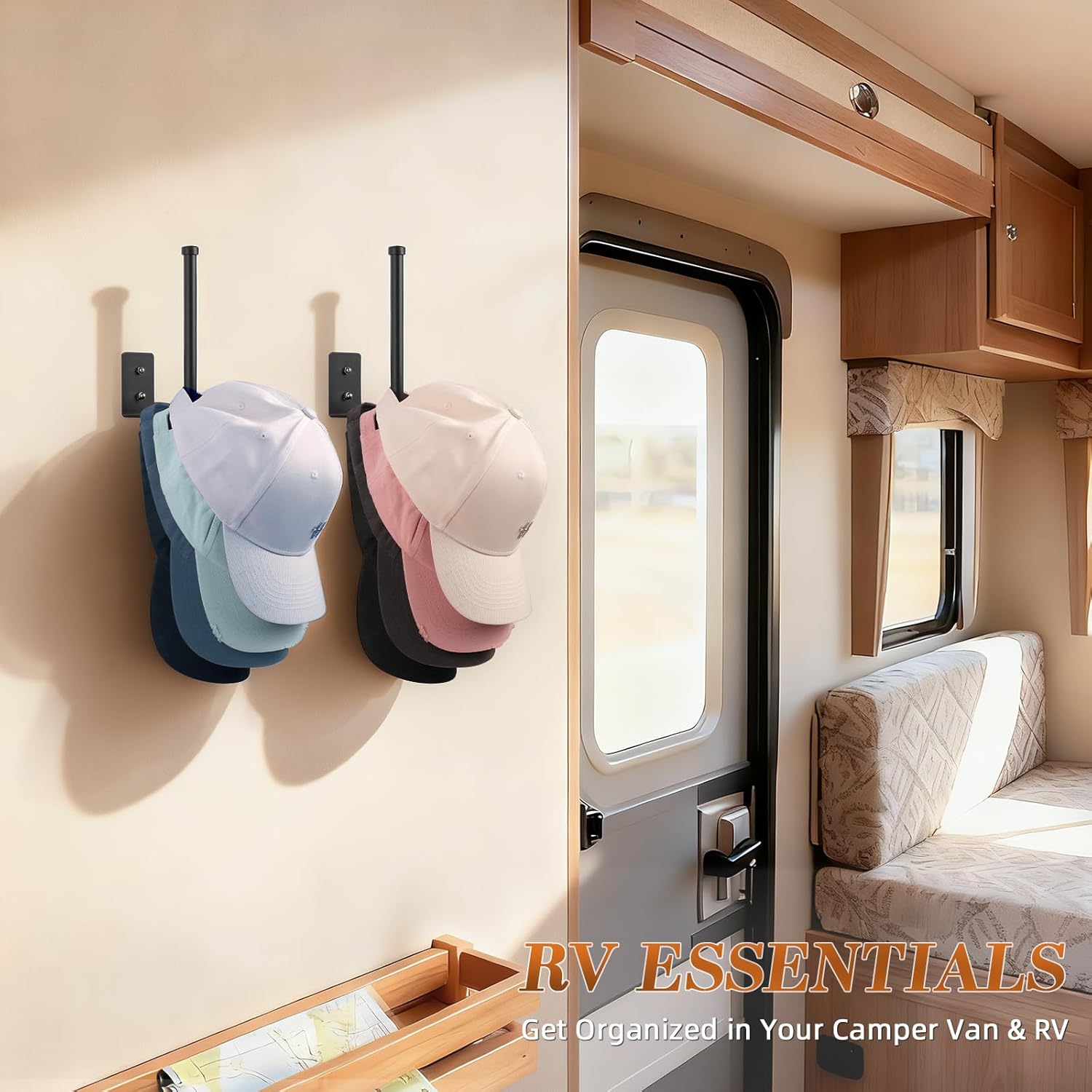 Stylisht RV Accessories Hat Organizer | 2-Pack Hat Rack for RV Essentials & Home Organization