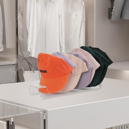 FOLLOWIN Hat Stand Organizer for Baseball Caps,Acrylic Hat Holder for Closet Countertop Display,4 Pack Baseball Caps Display and Organizer,Holds 48 Hats,Clear