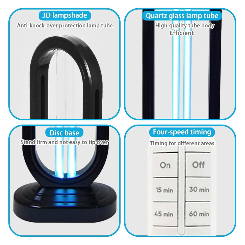 UV Light - Uv Bed Bugs, UV Lamp with 4- Speed Timing and Remote Control (38w Uvc Bulb) (1Pcs-Black)