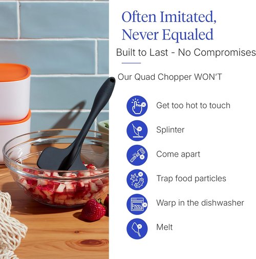 GIR Premium Silicone Quad Meat Chopper - 4 Blade Design for Ground Beef & Potatoes | 12 IN, Black