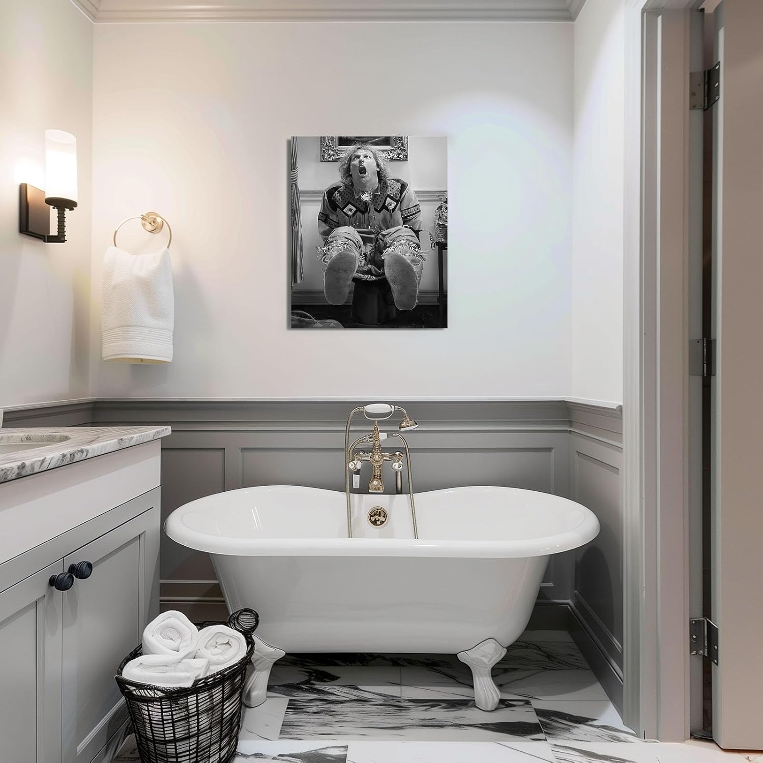 VYPEROCK Funny Framed Canvas Wall Art - Humorous Comedy Movies Poster for Bathroom | 16"x20" Modern Decor
