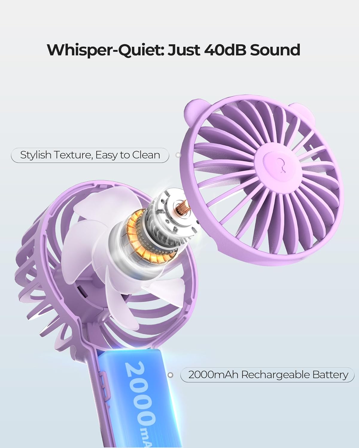 Skiennix Mini Portable Fan - 3 Speed USB-C Rechargeable, Quiet Handheld Design for Travel & Outdoors