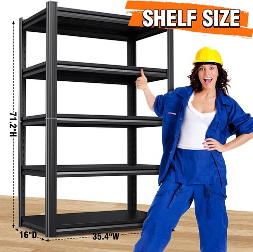 **Regine Switzerland Heavy-Duty Metal Garage Shelving | 5-Tier Adjustable Storage Rack - 2500LBS Capacity**