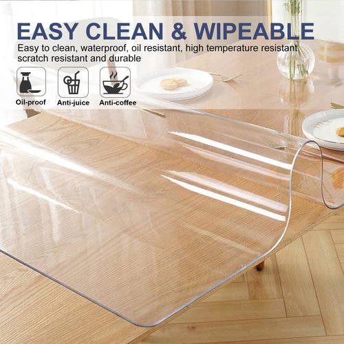 38x78 inch Clear PVC Table Cover Protector Plastic Tablecloth Crystal Desk Topper Cover Mat Tabletop Tablecloth Protector for Christmas Party/Banquet/Carnival Table Protector Rectangle Anti Scratch