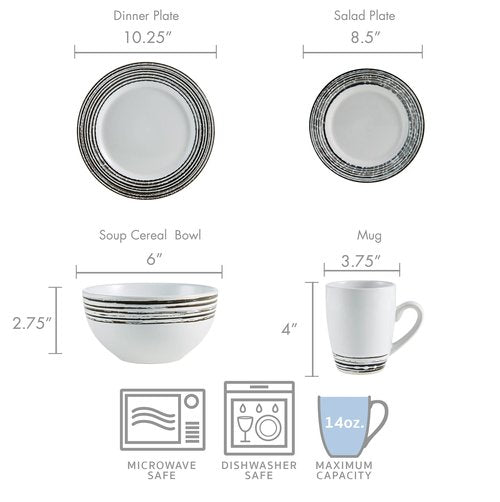Pfaltzgraff Bryson 16-Piece Dinnerware Set, Service For 4, Multicolor