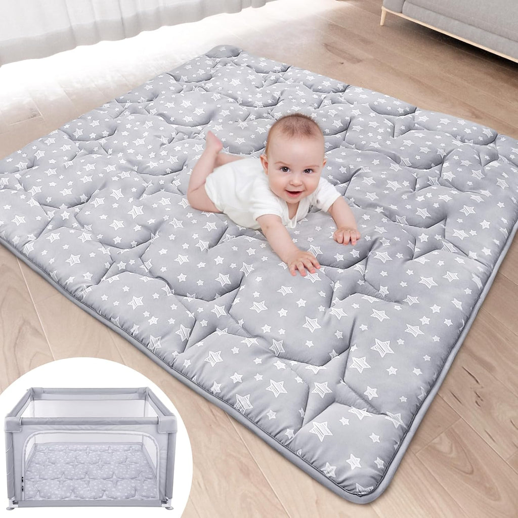 Skiennix Baby Play Mat - Non-Slip Padded Crawling Mat for Kids | 50" x 50" One-Piece Design