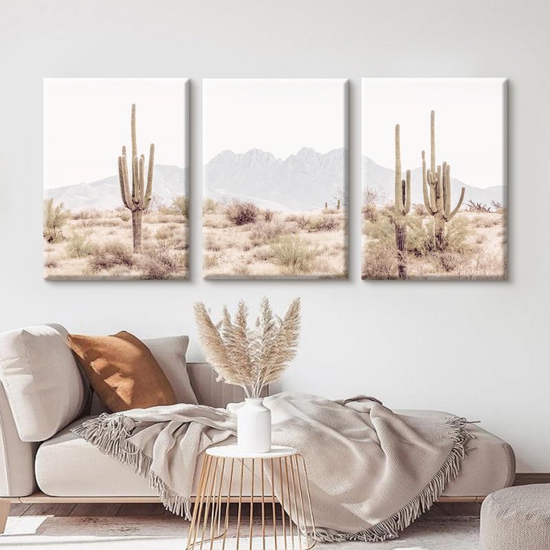 Pennclys Sonoran Desert Landscape Wall Art Cactus Arizona Canvas Wall Decor Desert Poster Pictures Saguaro Cactus Art Prints Landscape Painting for Home Bedroom 16x24x3 Inch Ready to Hang