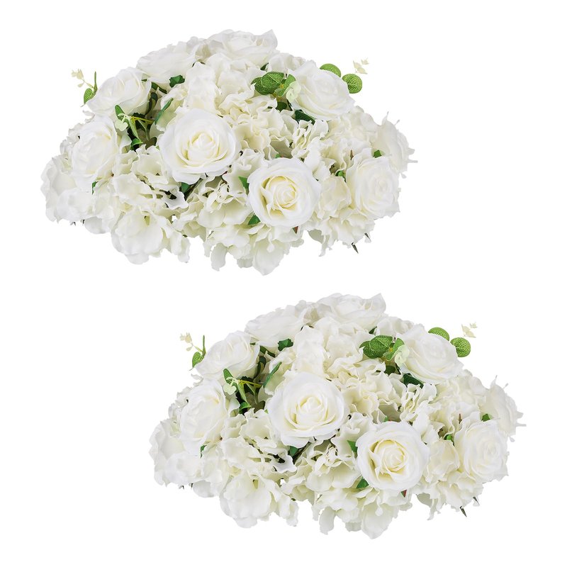 Inweder White Flowers Balls for Centerpieces: 2 PCS 15.7" Diam Flower Centerpieces for Tables in Wedding Reception Decorations Arrangement for Party Celebration Planners