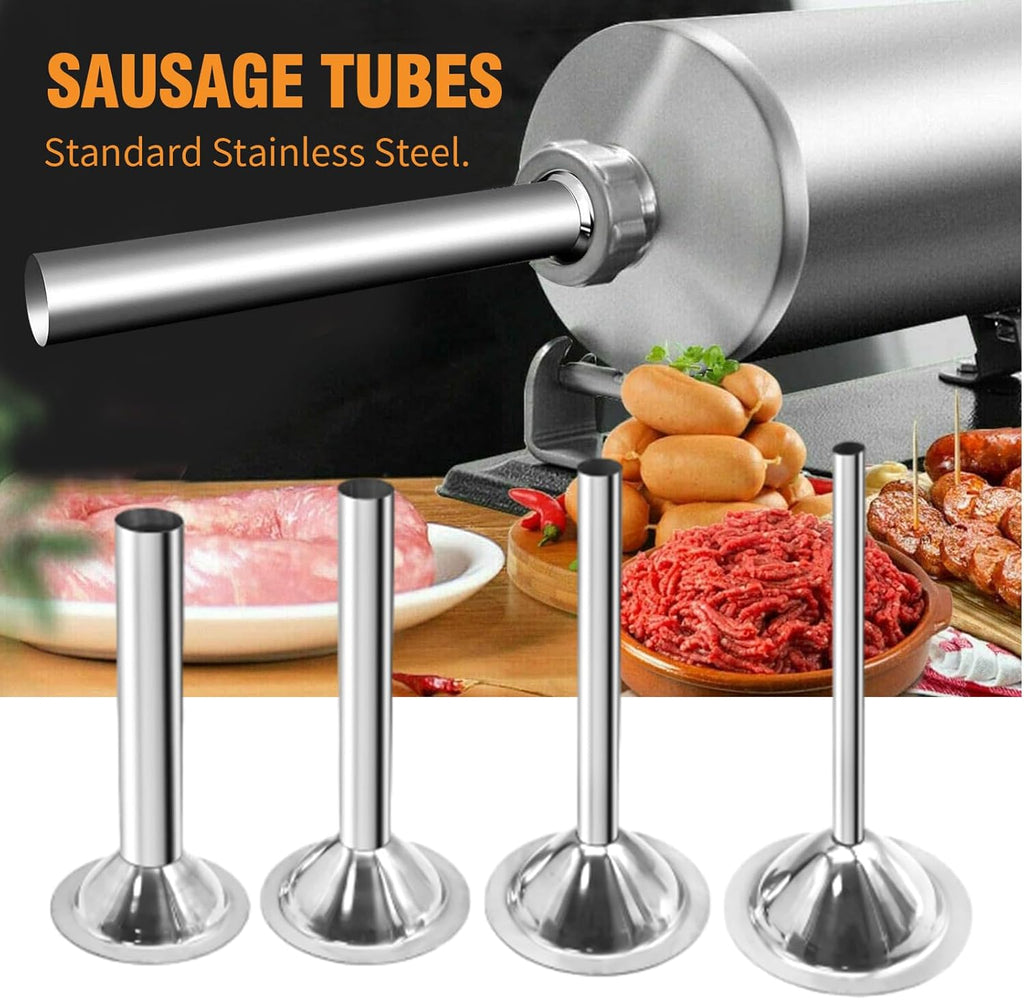 Saihisday Sausage Stuffing Tubes - Stainless Steel Nozzles for #32 Meat Grinder | 4 Sizes Included