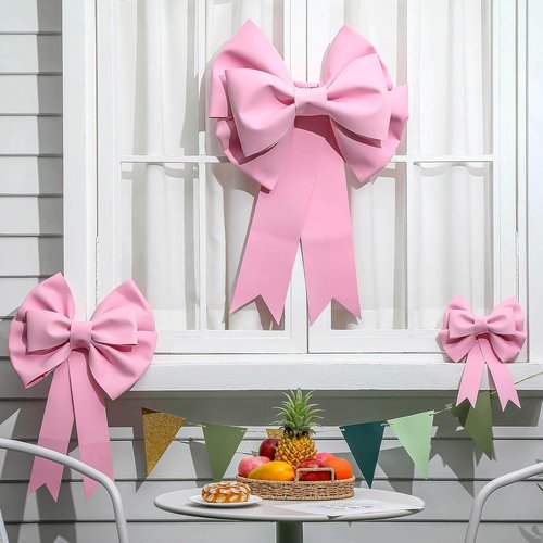 Giegxin Large Pink Bow Set - 3D Decorative Bows for Weddings, Parties & Gifts | 12, 20, 30 Inch Sizes