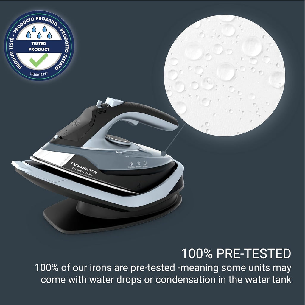 Rowenta Freemove Cordless Iron - 1600 Watts, Stainless Steel Soleplate, Rapid Heating, Portable Handheld Steamer - Blue, DE6730
