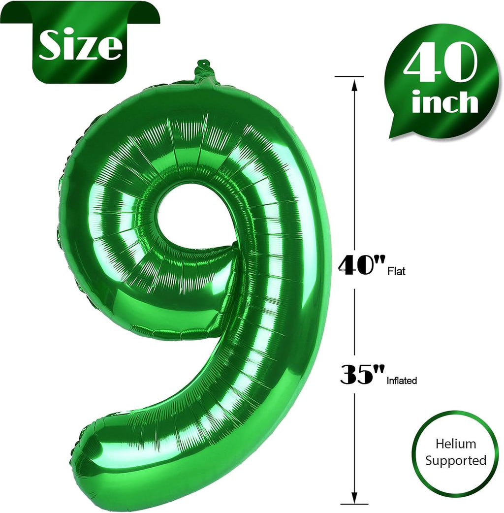 Number 9 Balloon by [Brand Name] - 40 Inch Dark Green Foil Balloon for 9th Birthday Party Decorations