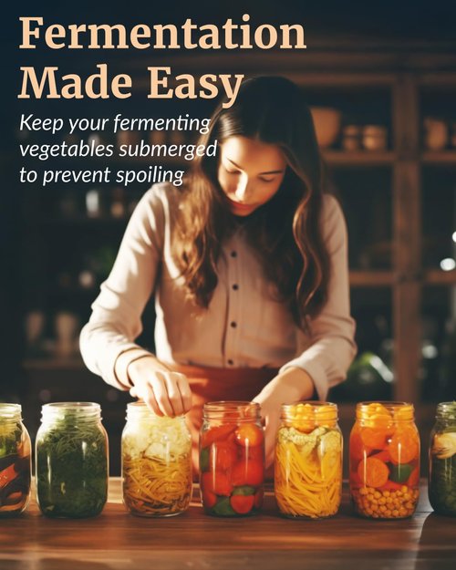 Elementi Glass Fermentation Weight Set of 4 - Easy Grip Fermenting Weights, Perfect Fit for Wide Mouth Mason Jars, Durable Soda-Lime Glass for Sauerkraut, Kimchi & More - Pickling & Canning Weights