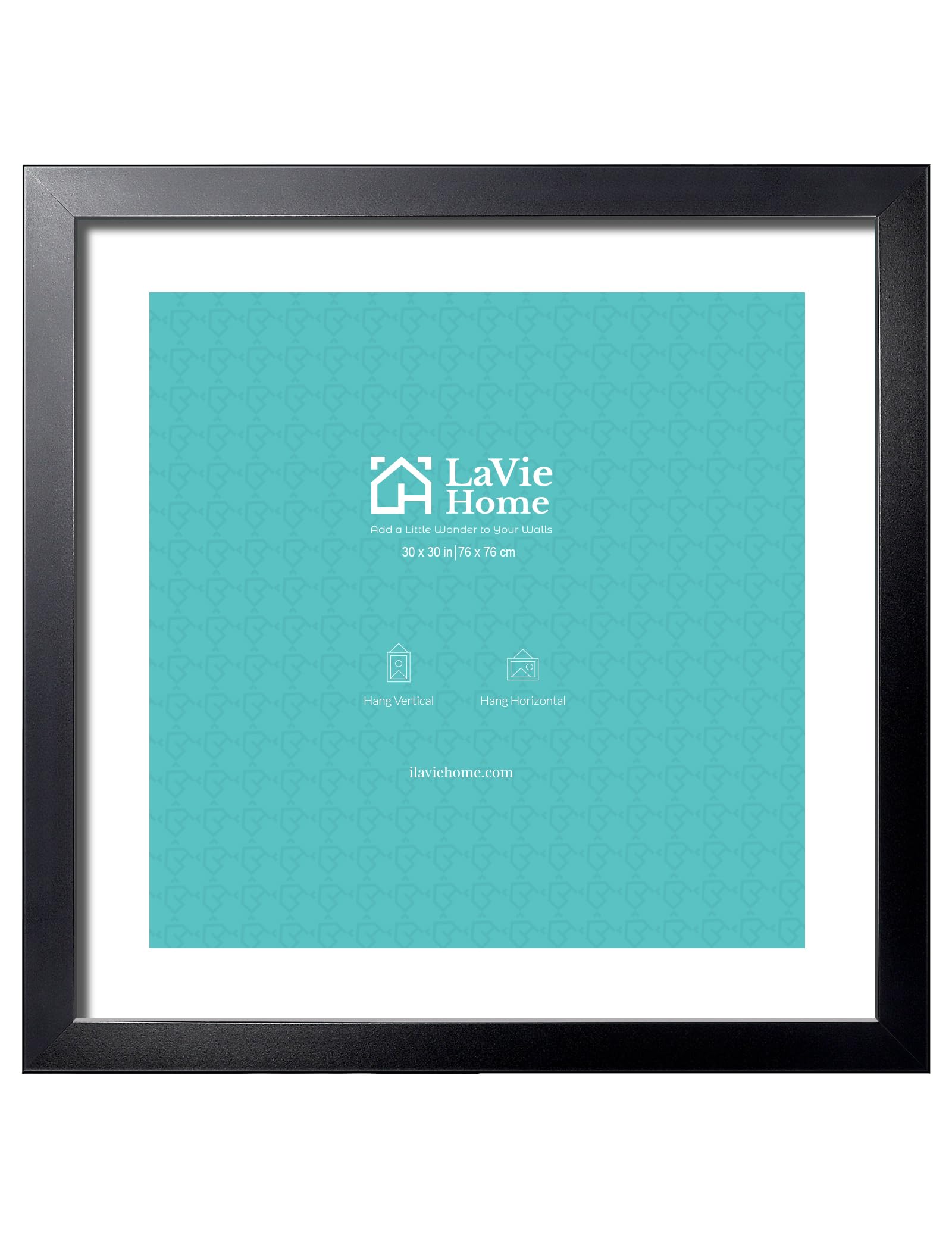 LaVie Home 30 x 30 Picture Frame Black Poster Frame, Display Pictures 24x24 with Mat or 30x30 Without Mat, Frame and Polished Plexiglass, Suitable for Photos, Artworks, Posters