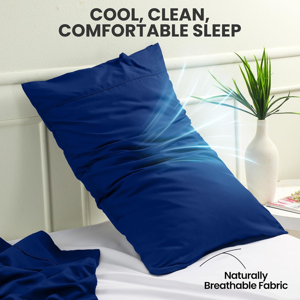 Utopia Bedding Standard Pillow Cases - Soft Brushed Microfiber - 2 Pack, Royal Blue - 20 X 26 Inches
