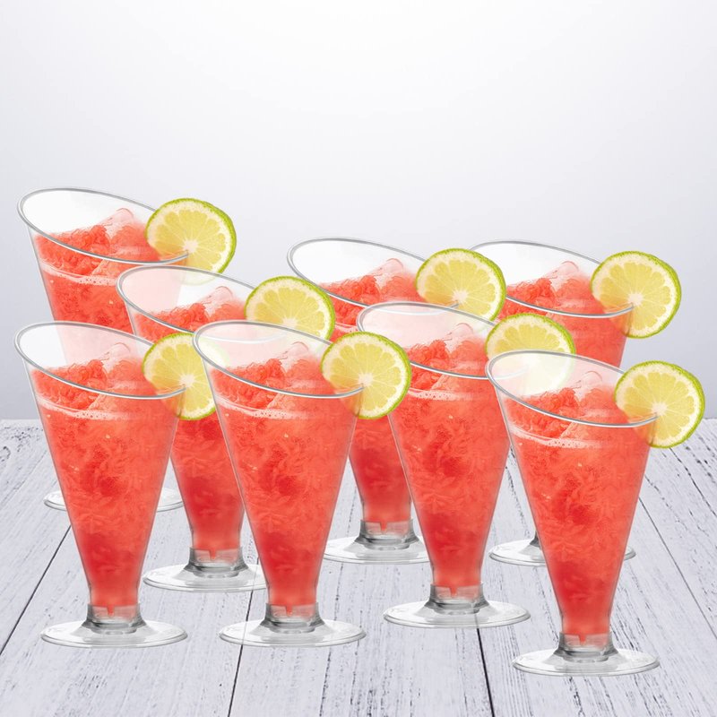 Foraineam 100 Pack Clear Dessert Cups with Spoons, 4 oz Disposable Plastic Champagne Flutes Cocktail Glasses, Reusable Parfait Appetizer Cup Mousse Cups for Home Gatherings, Events, Parties, Weddings