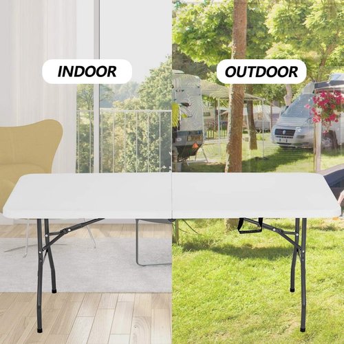 BestOffice Folding Picnic Table - 6FT Portable Camping & Party Table | Durable White Design